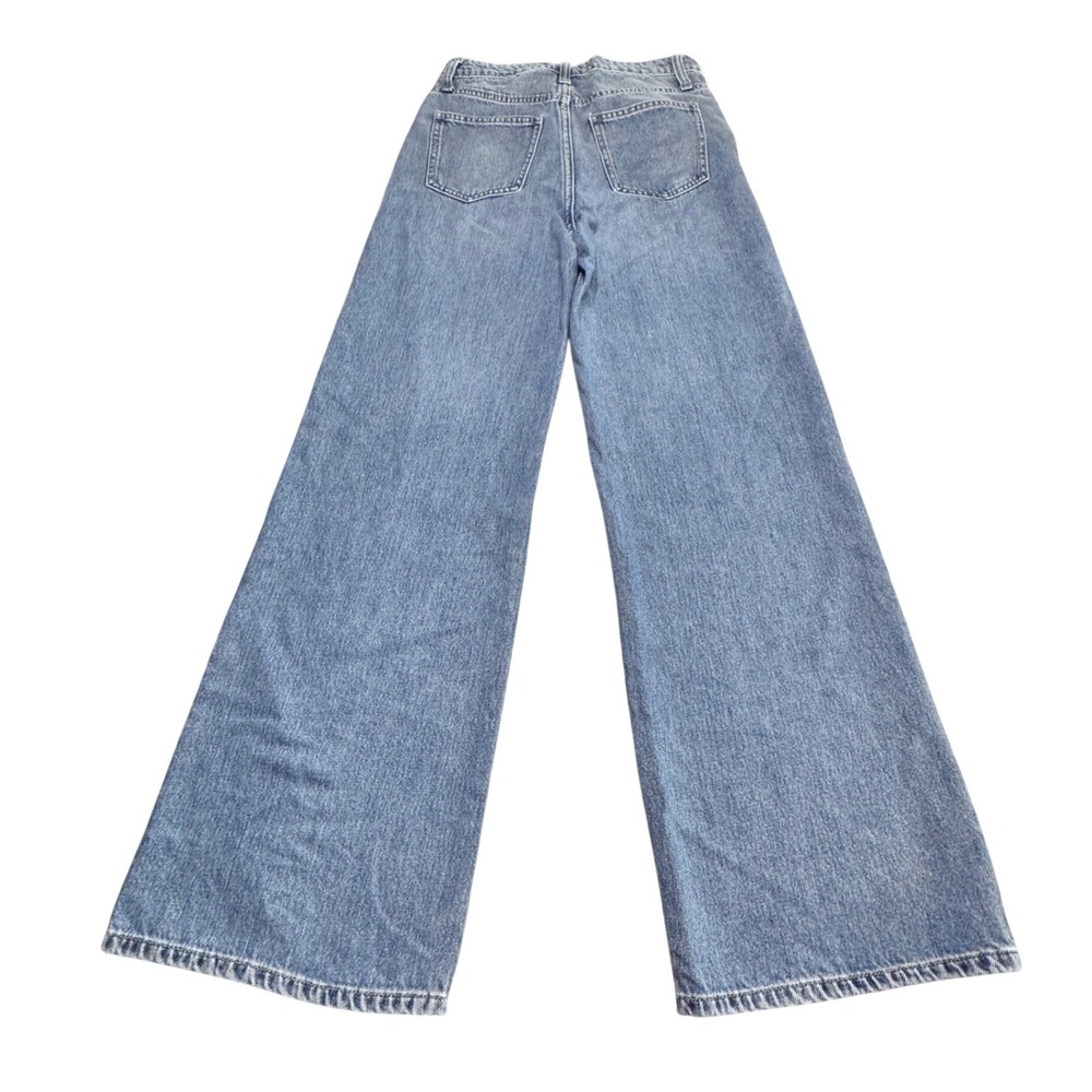 Zenana Jeans Wide Leg 100% Cotton Blue 25 High Rise 90s Boho Western - Picture 3 of 9